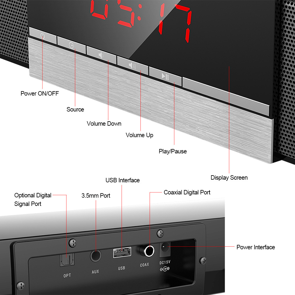 SR100 Plus Bluetooth barre de son haut-parleur de télévision à domicile sans fil Subwoofer télécommande stéréo Surround haut-parleurs sonores pour Home cinéma