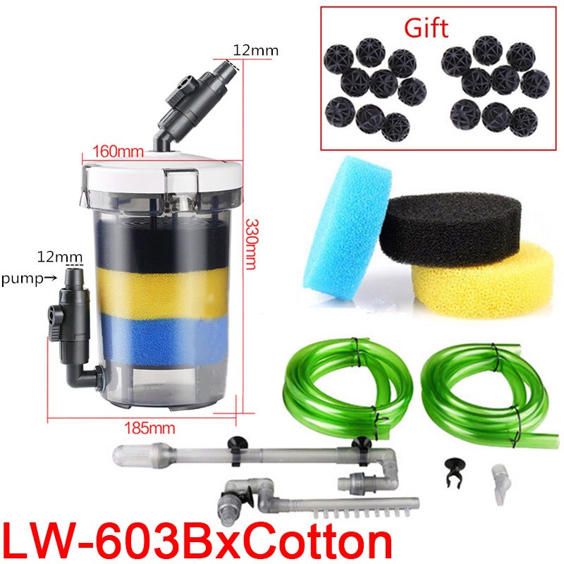 sunsun pre-filter biochemical fish tank filter barrel ultra-quiet transparent external aquarium filter bucket: LW-603B x cotton / EU Plug