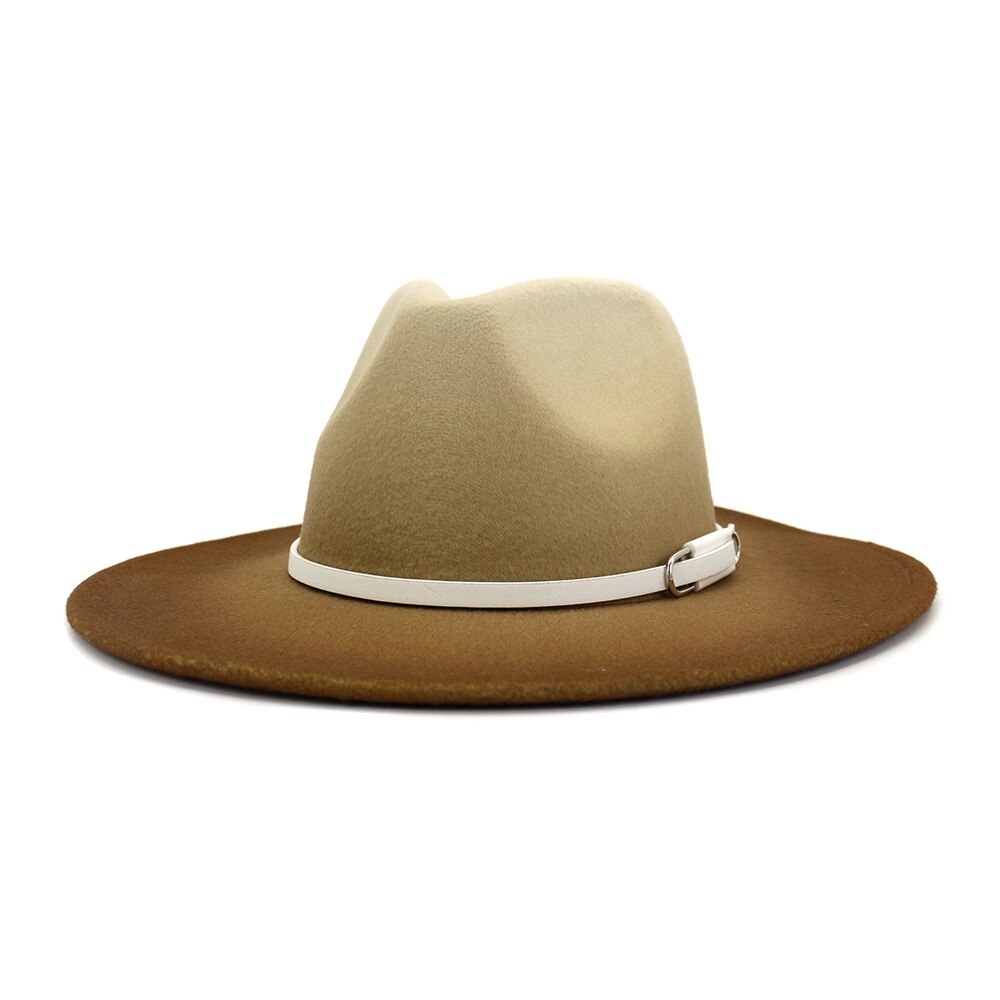 Women Men Wool Vintage Trilby Felt Fedora Hat With Wide Brim Gentleman Gradient Royal Blue For Lady Winter Jazz Caps: 7