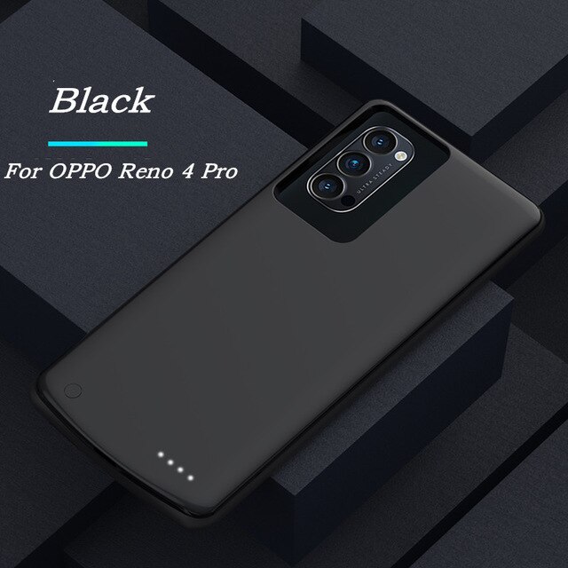 Hstnbveo 6800mah caso carregador de bateria para oppo reno 4 pro bateria caso para oppo reno 4 portátil power bank carregamento: Black For Reno 4 Pro