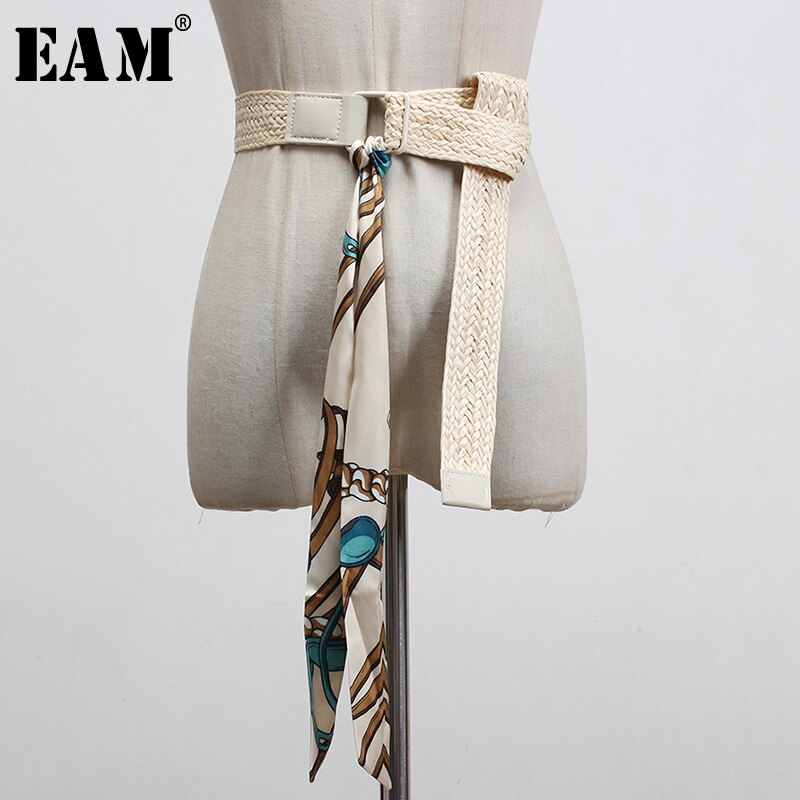 [eam] pu læder sttich strikket trykt splt joint lang bred bælte personlighed kvinder tidevand all-match forår 1 y 012
