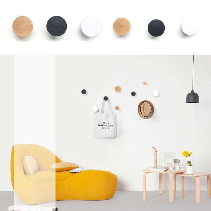 Solid Wood Wall Clothes Hanger Round Hook Wood Coat Rack Wall Hanger Wooden Coat Hooks Simple Home Hotel Decor.