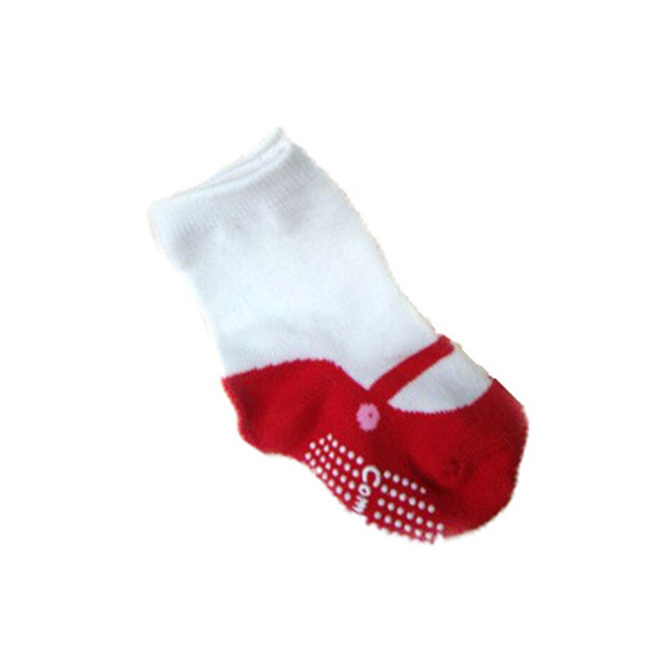 Cotton Spring Baby Girls Boys Socks For Newborn Spring Meias Anti-Slip Infant Kawaii Toddler Infant Sokken Prewalker: Red