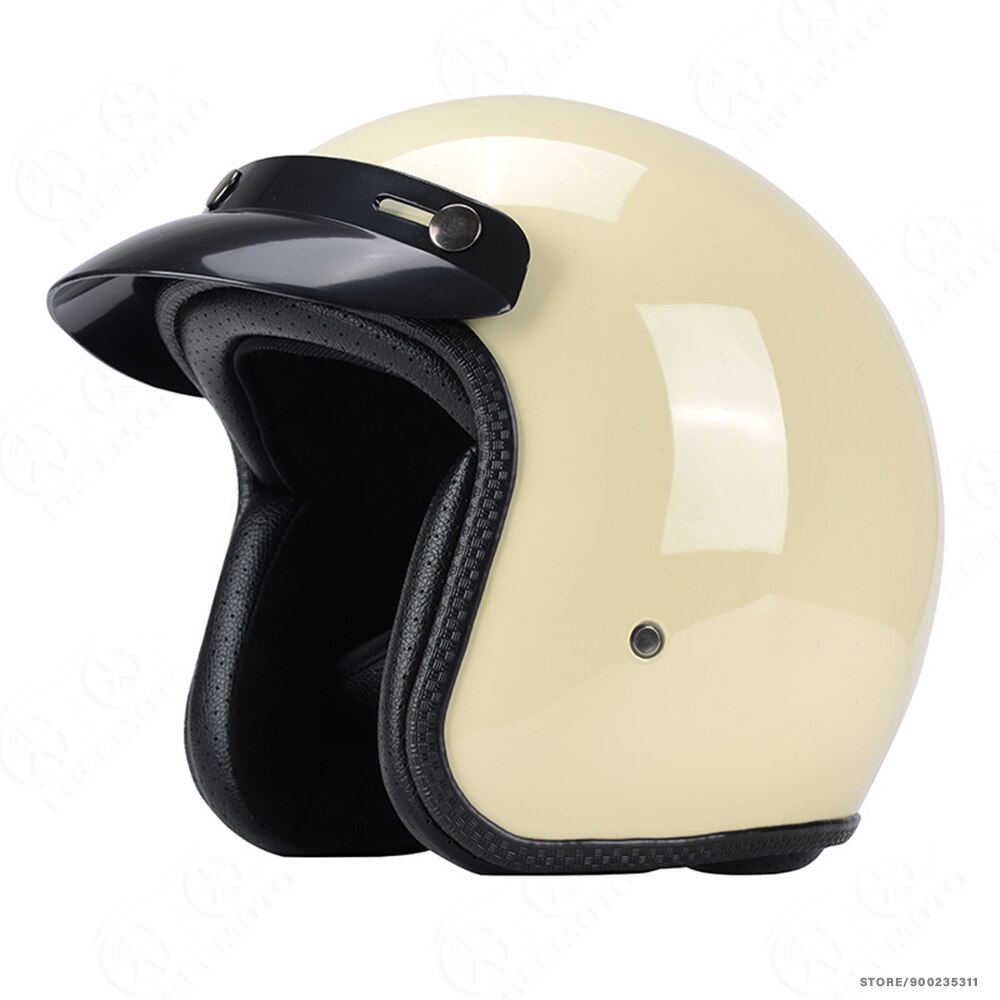 Motorcycle Helmet Retro Half Helmet Summer Four Seasons Men and Women Scooter Biker Motorbike Riding Helmet DOT Certification: Beige / XXL