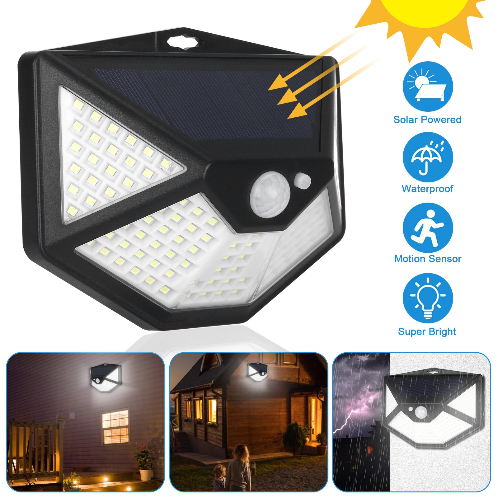 112 LED Pir Motion Sensor Wall Light Solar Power Waterproof Outdoor Garden Lamp 3 Motion Sensor Modes Ip65 Weatherproof Lights