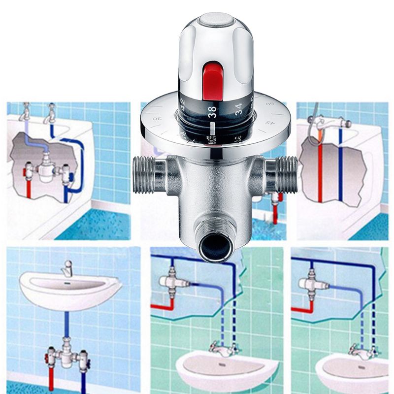 Brass Thermostatic Mixer Valve Water Temperature Control Valve for Bath Shower B0KC