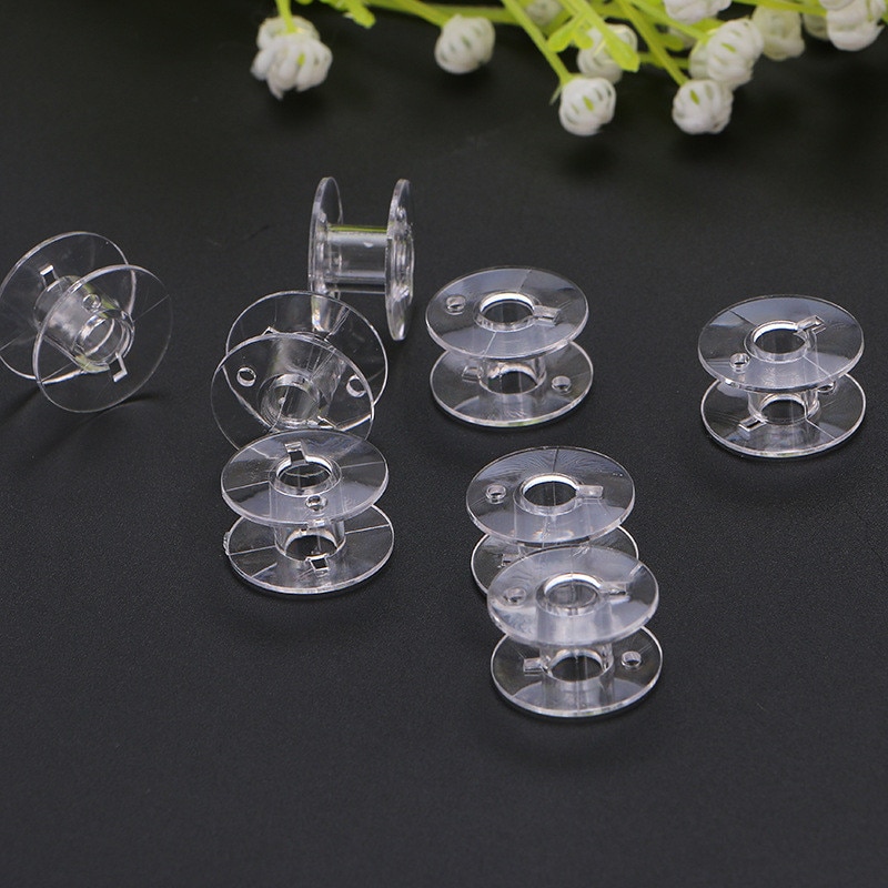 Top 10pcs/lots Clear Plastic Empty Bobbins For Brother Janome Singer Sewing Machines For Clothes Supply