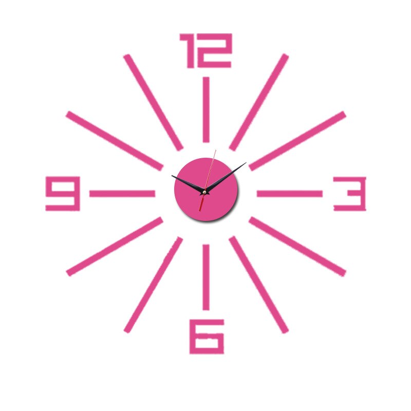 10sets 3D DIYWall Clock Sticker Modern Mute Quartz Clocks Mirror Sticker DIY Living Room Office Decor: Purple