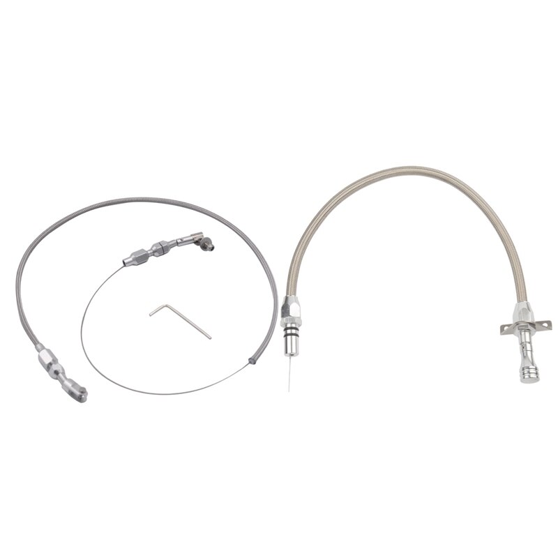 24 Inch Throttle Cable Braided Universal Accelerator with 350 Transmission Dipstick TH350 Tranny SBC BBC Trans: Default Title