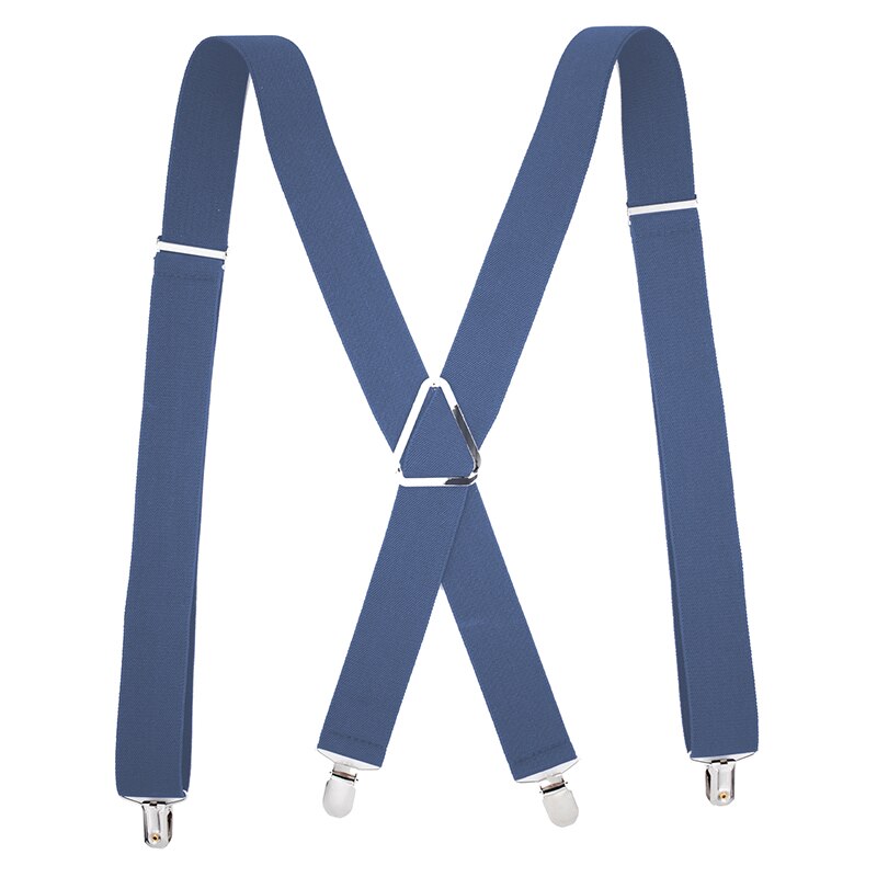 Mens Suspenders 3.5cm Wide X-Shape Heavy Duty Big Tall Adjustable Elastic Trouser Braces Wedding Party Event Husband Father: Denim blue
