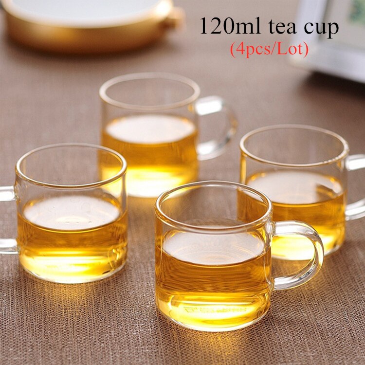 Square Heat Resistant Glass Teapot With Stainless Steel Infuser Filter Puer Tea Kettle Clear Glass Tea Pot Cup Tea Sets: 4 tea cups