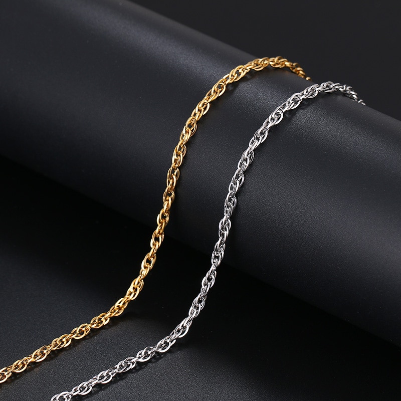 CACANA Stainless Steel Chain Bracelets For Man Women Gold Silver Color For Pendant 0.3cm Double Buckle Donot Fade Jewelry N1774