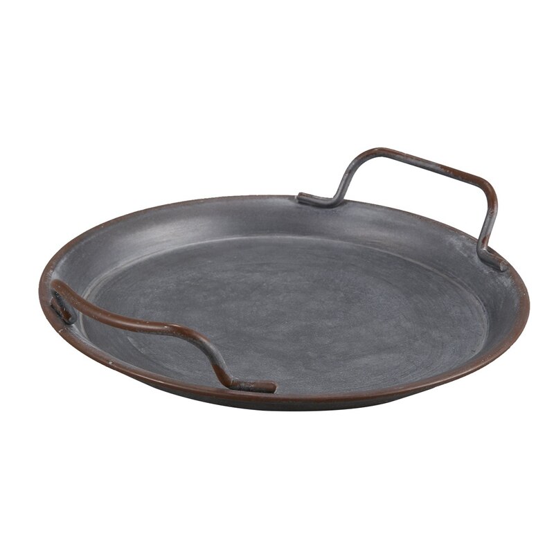 Europæisk retro metalplade med håndtag håndlavede runde smede vintage opbevaring brødbakke boligindretning haven restaurant