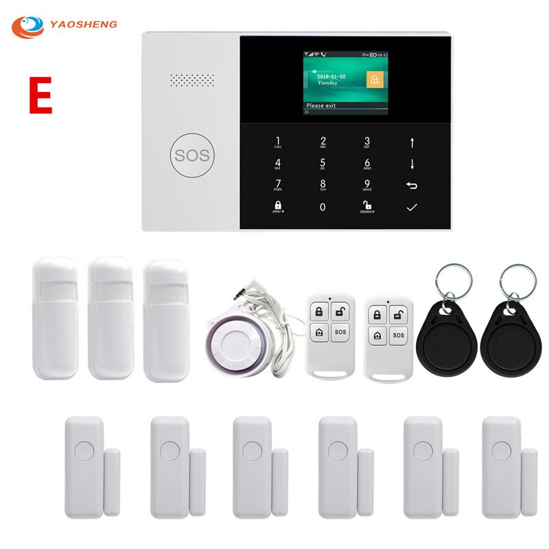 433Mhz Wifi Gsm Alarmsysteem Motion Sensor Sim Sms Gprs Tft Lcd Touch Toetsenbord Bedraad Draadloze Beveiliging alarm Kits