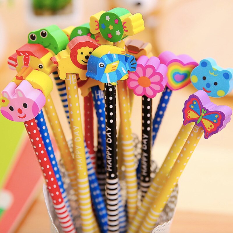 Lovely 6 Pieces Cute HB Pencil With An Eraser Primary School Children Pencil School Supplies