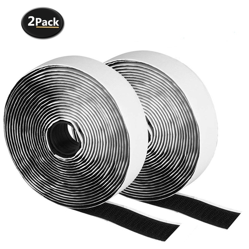 2 Rolls 4 M/5 M Zwart Klittenband Zelfklevende Sluiting Sterke Strip Magic Tape Nylon Sticker plakband Klittenband Kabel Gadget