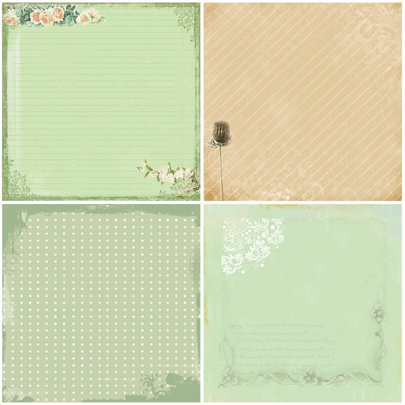 12 stk / pakke 6*6 tommer blød, grøn mønstret papirpakke til scrapbooking diy happy planner card making journal project