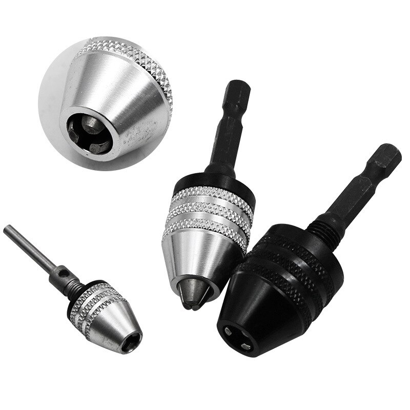 Mini Keyless Drill Chuck 0.3-8mm Self-Tighten Electric Drill Bits Collet Fixture Tools 1/4" Hex Shank Quick Change Converte