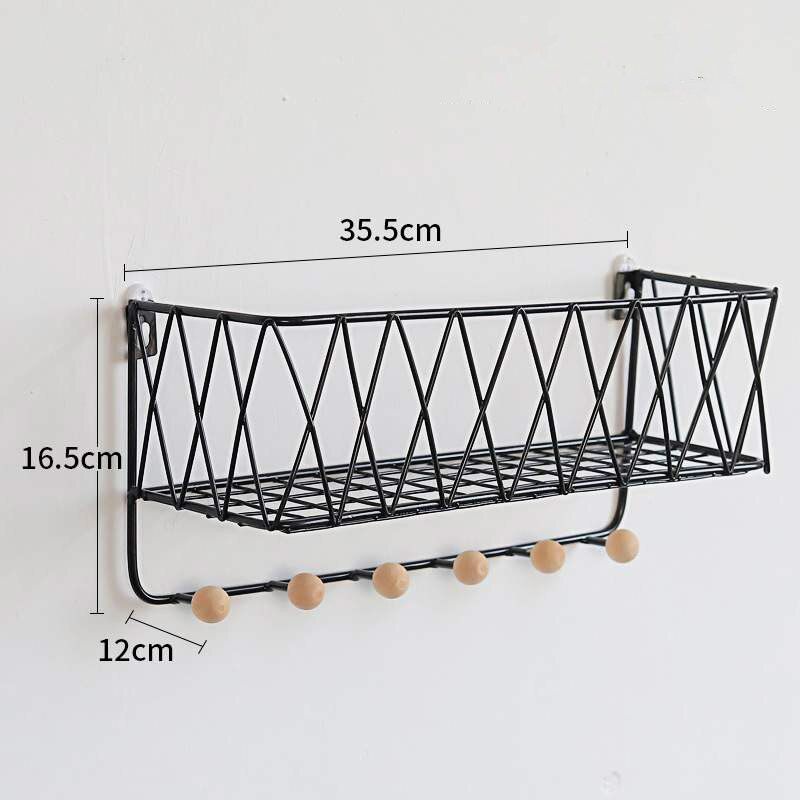 Cuadro colgado de la pared escandinavo decoración de pared del hogar estante artístico multifuncional de hierro LM5221414py: black-L