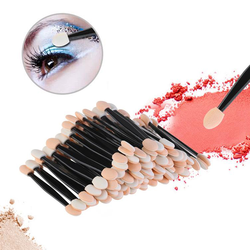 Pinceaux jetables pour fard à paupières, 50 pièces, kit de maquillage jetable pour applicateur cosmétique, éponge en Nylon double face