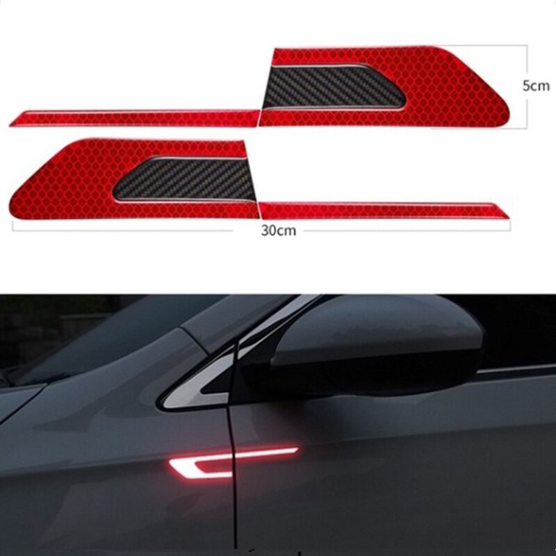 Bumper bumper door scratch-proof glow-light rear view mirror bumper sticker: Red