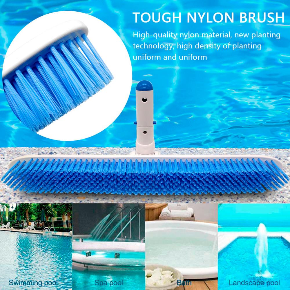 18 Inch Curved Swimming Pool Brush Cleaning Tools Wall & Floor Brush Nylon Bristles Cleaner Broom Swimming Pool Accessories: Default Title