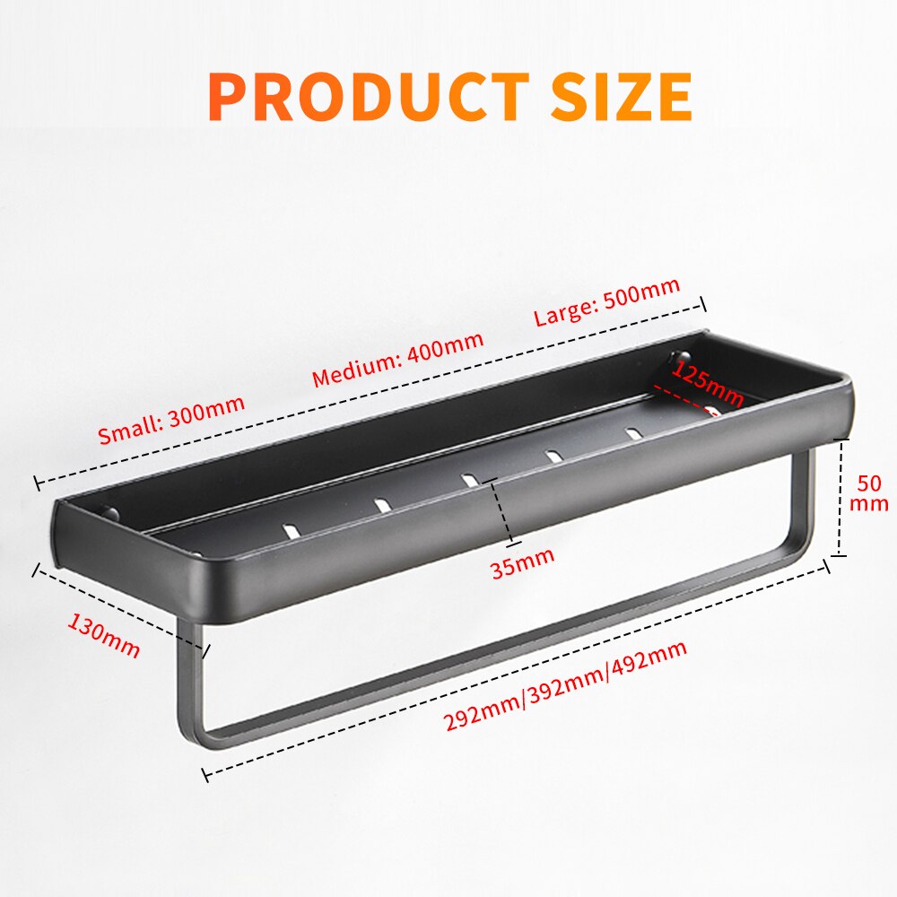 Badkamer Zwart Metalen Lange Muur Haak Planken Douche Rack Diy Coat Handdoek Plank Unit Ideeën Kleine Plank Organisator Opslag Planken