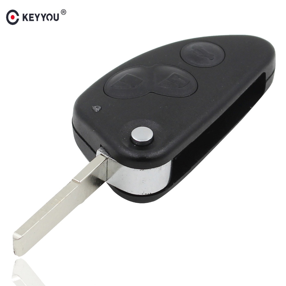 KEYYOU for Alfa Romeo 147 156 166 GT Key 3 Buttons Flip Folding Uncut SIP22 Blade Replace Remote Car Key Shell Case Replacement