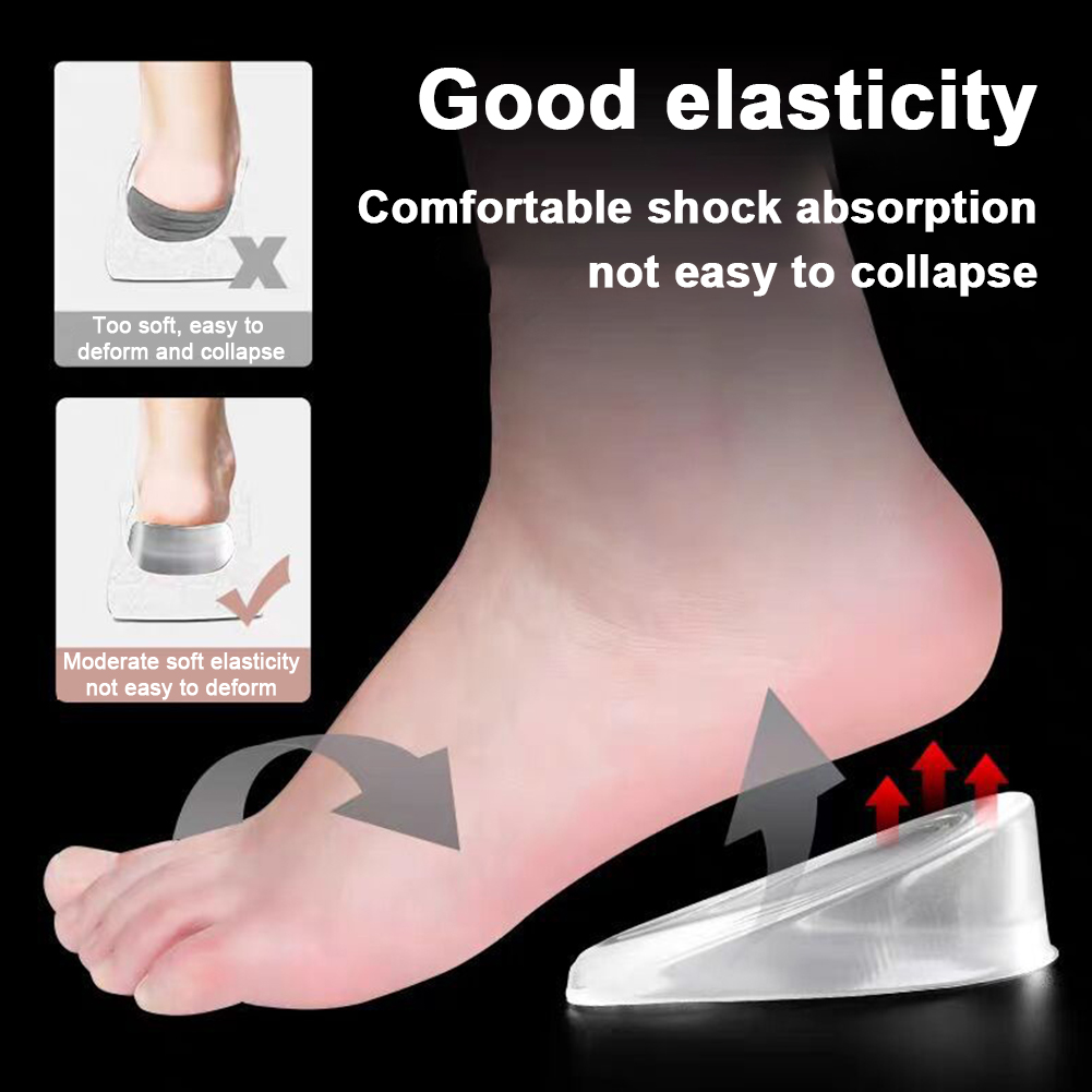 Silikon-Gel-Einlegesohle zur Erhöaufgehängt der Höer, Fersenhebeinsätze, Schuh- und Fußpflegeschutz, elastisches Kissen, Fußgewölbe-Stützeinlage für unisex