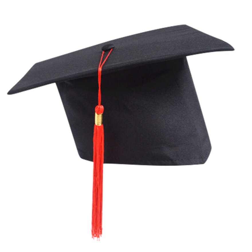 Voksne børn universel justerbar bachelor hat gradueringshue med kvast justerbar fotografering hurtigt: Rød