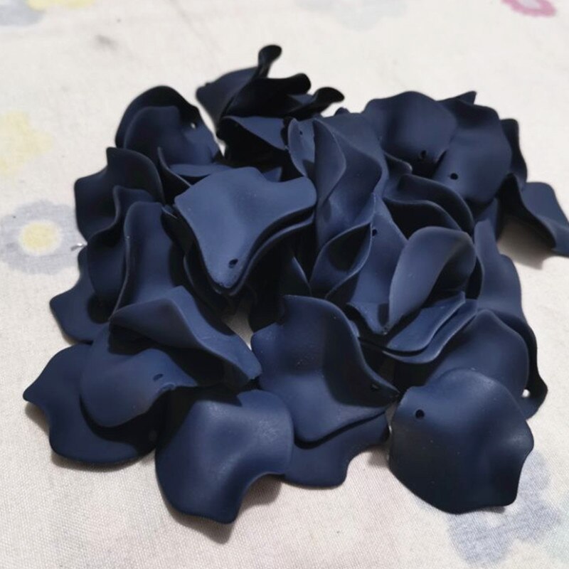 popular plastic multi color DIY flower shape beads Good handmade jewelry accessory beads 50 pieces y12577: dark blue