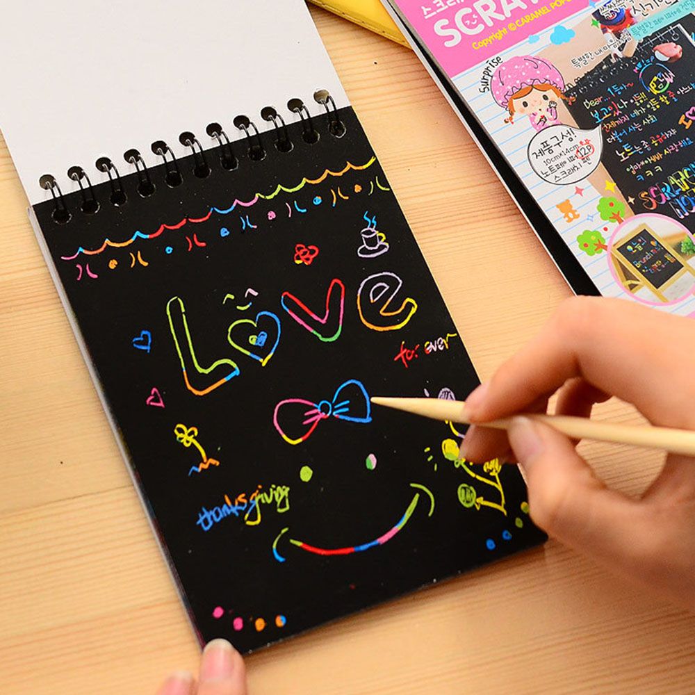 1Pc Scratch Opmerking Kinderen Creatieve Diy Scratch Schilderij Kleurrijke Graffiti Notebook Creatieve Diy Milieuvriendelijk Speelgoed