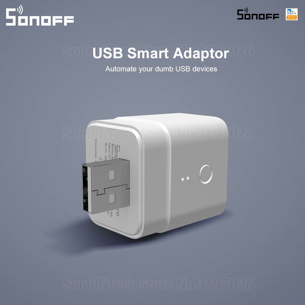 Itead sonoff adaptador inteligente micro 5v usb sem fio, flexível, portátil, controle de interruptor wi-fi por aplicativo ewelink, google home, alexa