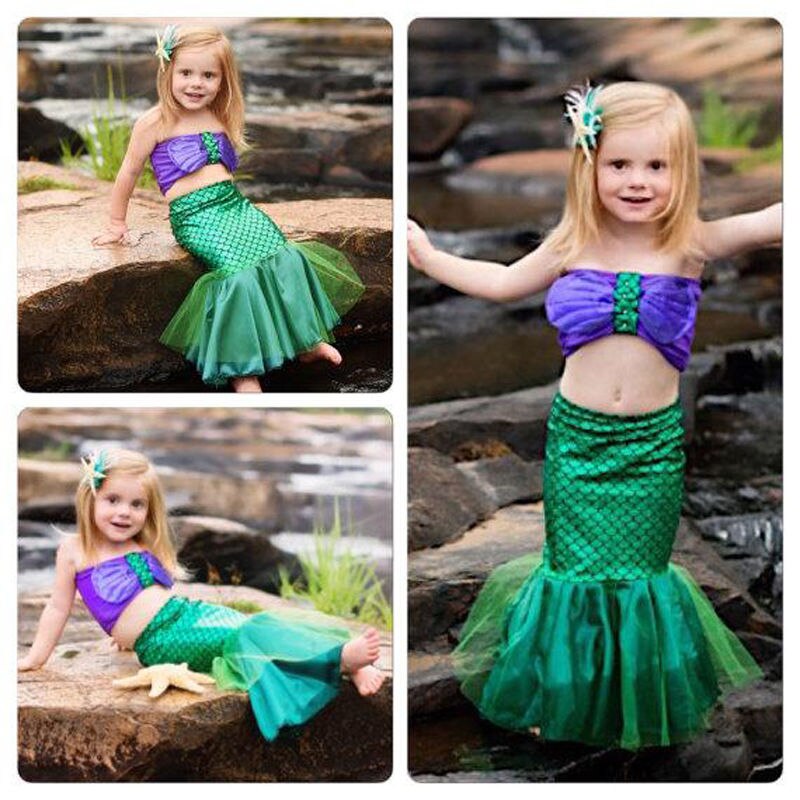Babymeisjes met een loopbare staart, bikini's, badkleding, kinderbadpak, kinderbadkleding