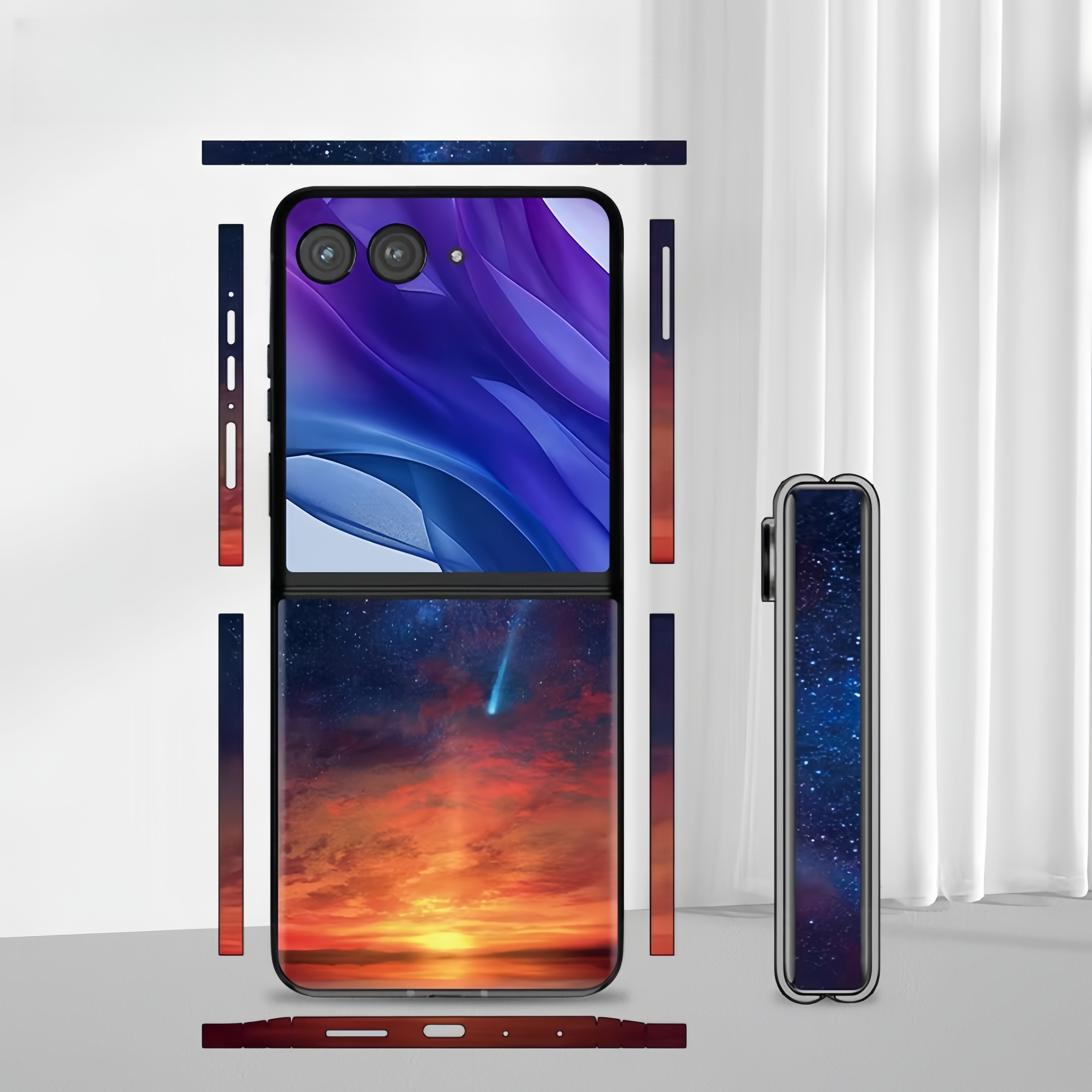 Colorful Anti-Scratch Phone Skin For Motorola Razr 40 50 Ultra Back + Hinge Decal Matte Film For Moto Razr 40 50 Decal Sticker