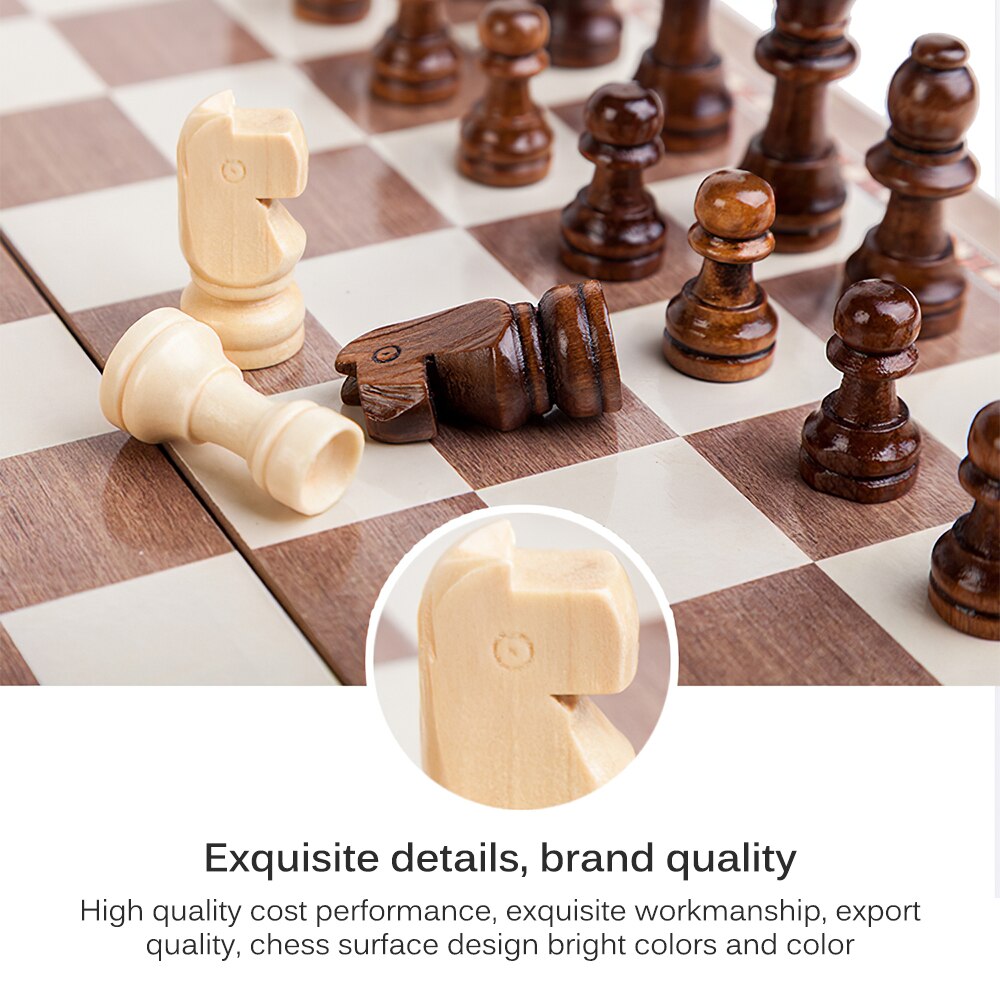 Wooden Folding Big Chess Set Traditional Classic Handwork Solid Wood Pieces Walnut Chessboard Children Board Game