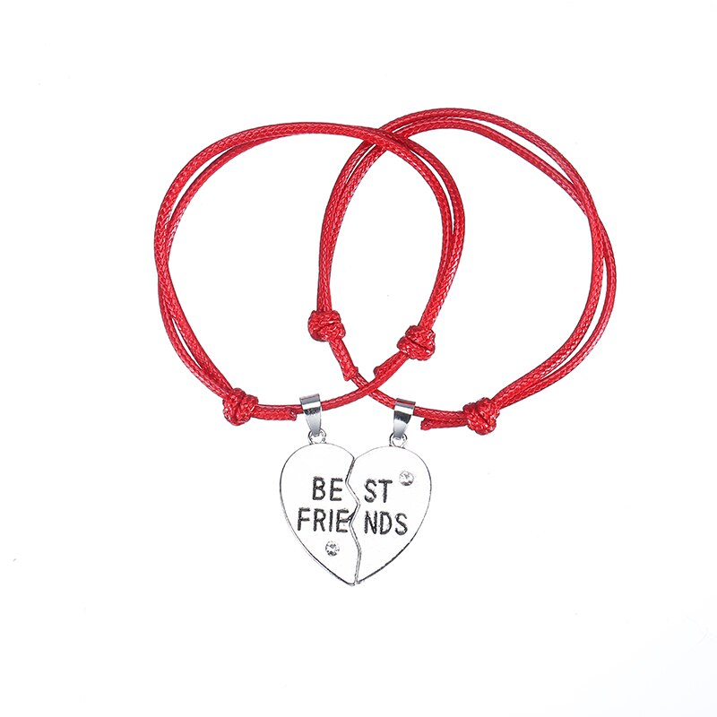 2Pc Hartvormige Stiksels Beste Vriend Ingelegd Gekleurde Strass Armband Carving Vrouwelijke Sieraden Directe Verkoop: D