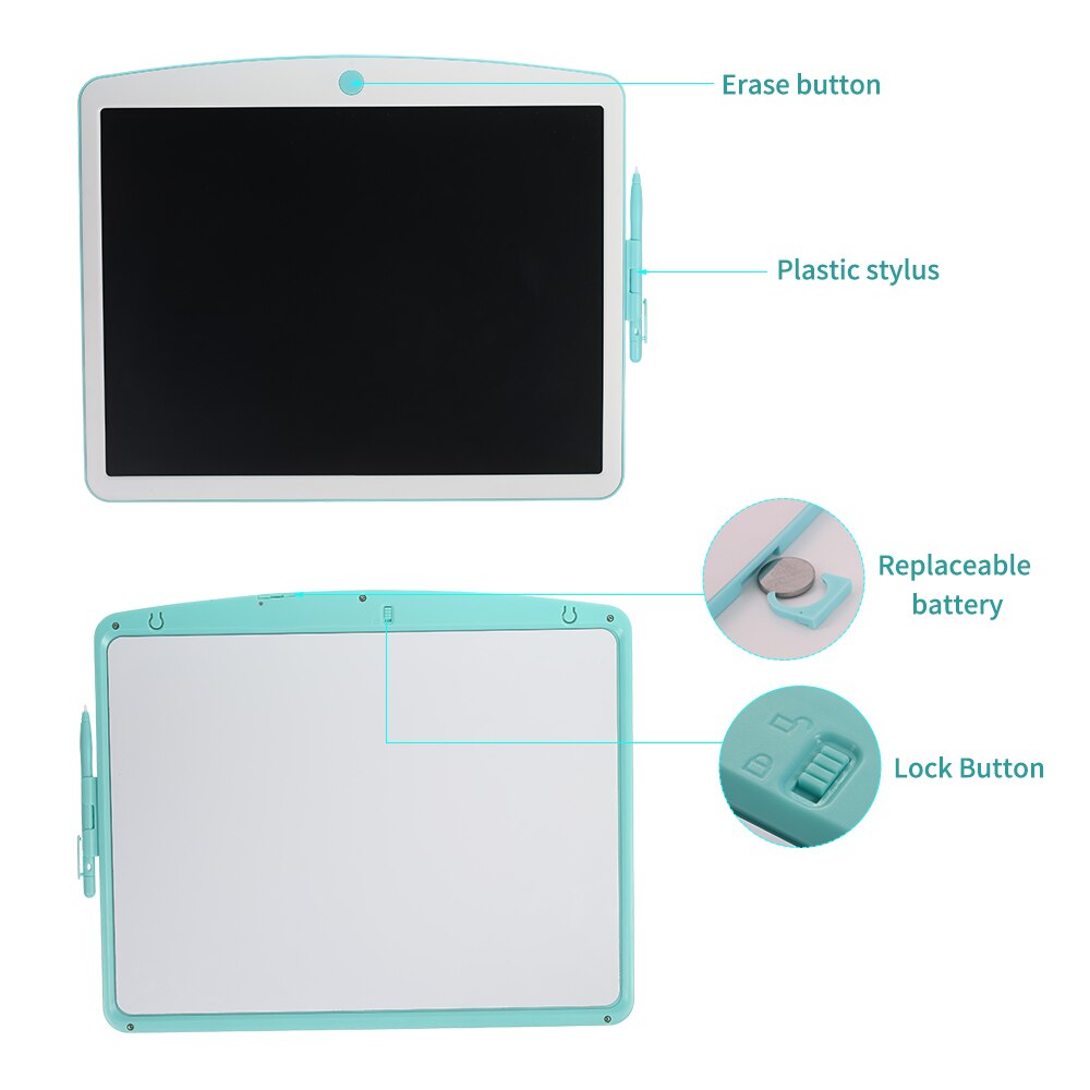 LCD Writing Tablet 16 Inches with Stylus Pen Erase &amp; Lock Button Reusable Electronic Digital Drawing Board Handwriting Pad