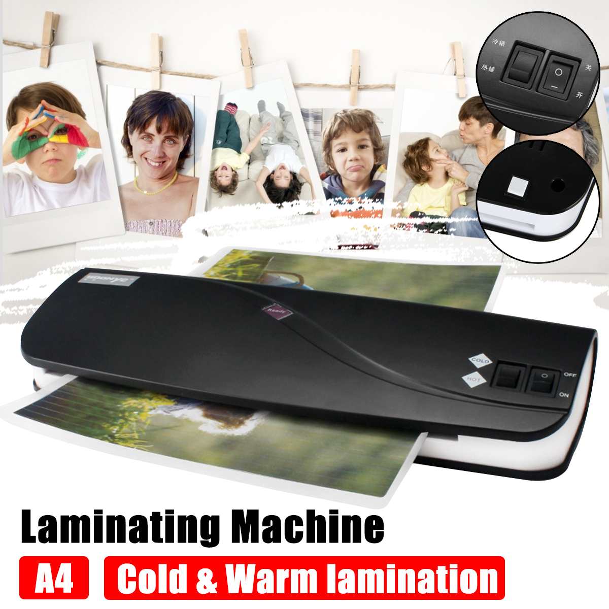 Office Laminator Modeling Laminator Machine for A4 Document Photo Poster Postcard Packaging Plastic Film Roll Laminator