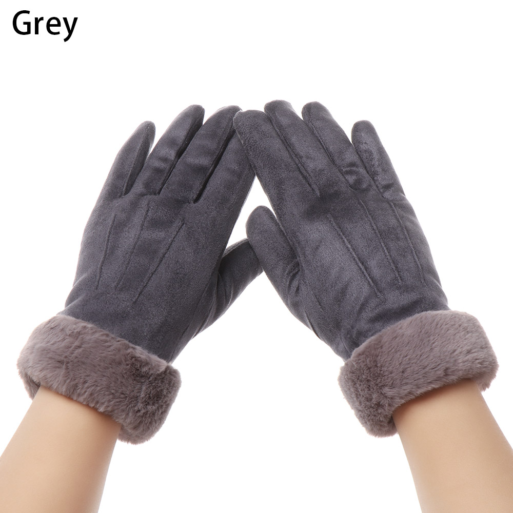 Winter Gloves Cute Furry Warm Gloves with Full Fingers Outdoor Sport Plus Velvet Touch Screen Gloves Driving Gloves