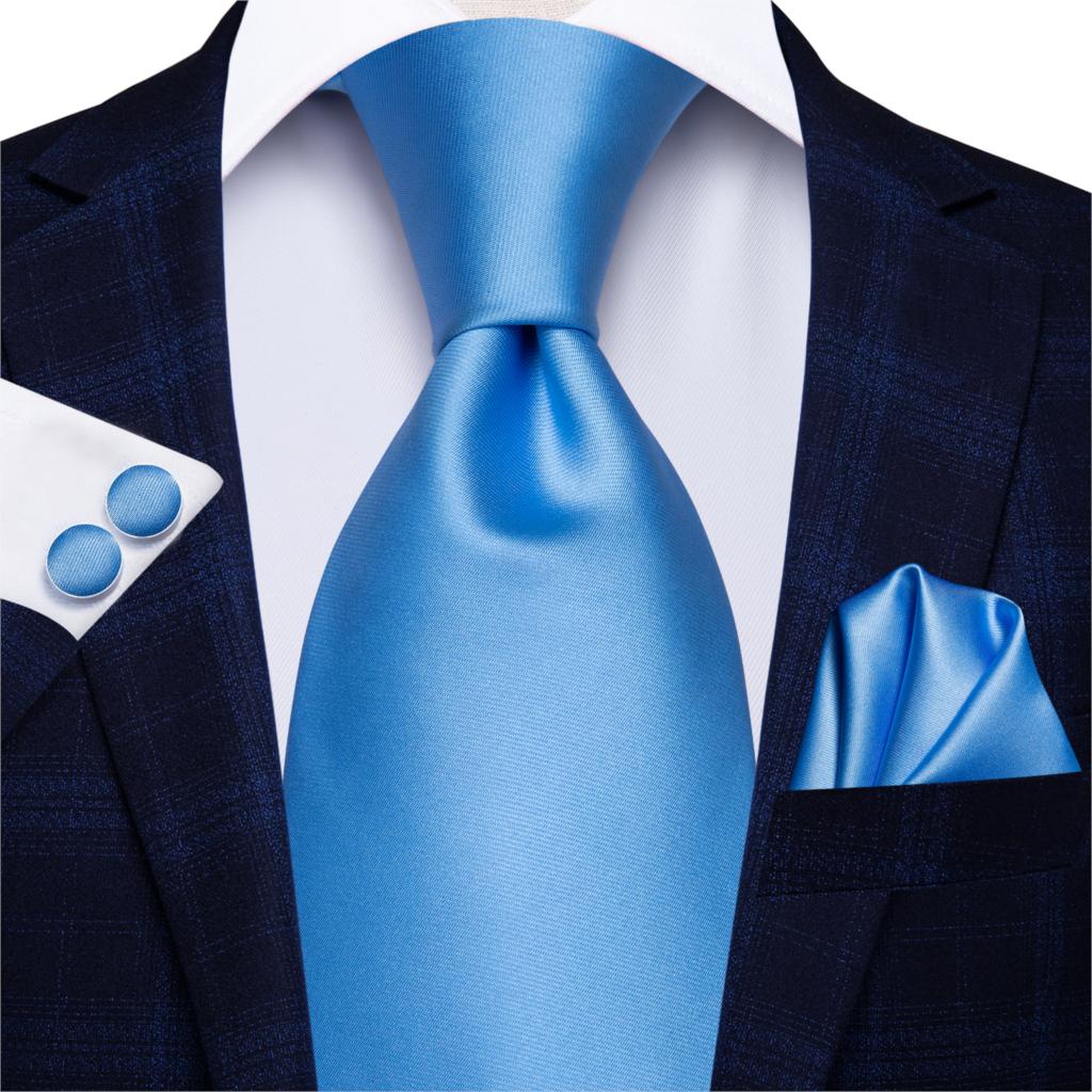 Hi-Tie-corbata de seda 100% para hombre, corbatas formales de lujo para boda, color azul, 8,5 cm