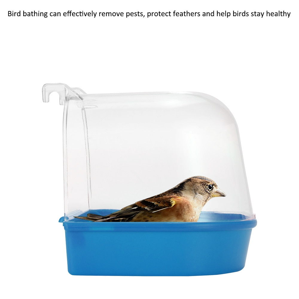 Bird Bath Bathtub Bath Box Bird Cleaning Tool Cage Accessories Parrot Bath Transparent Plastic Hanging Tub Shower
