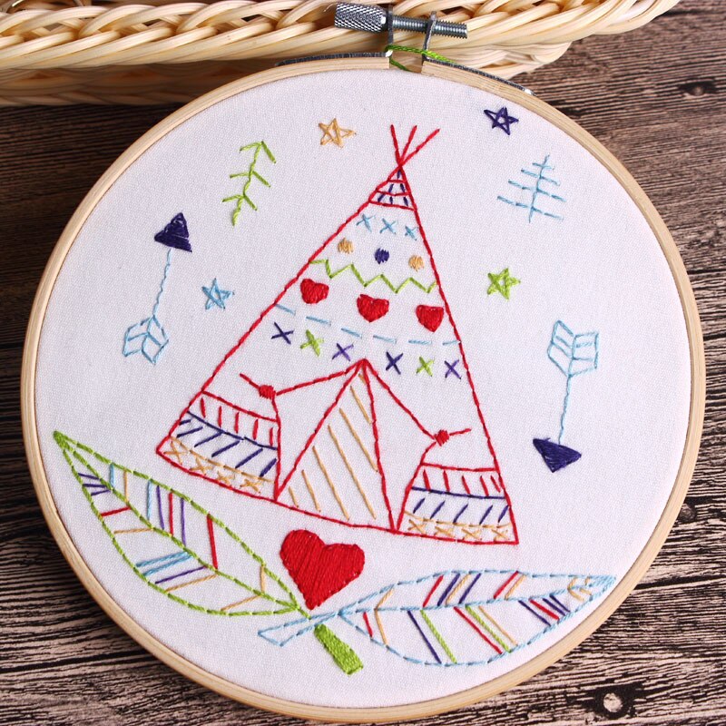 Stick Figure Embroidery Kit DIY Needlework Kawaii Cartoon Needlecraft for Beginner Cross Stitch Artcraft(Without Hoop): B