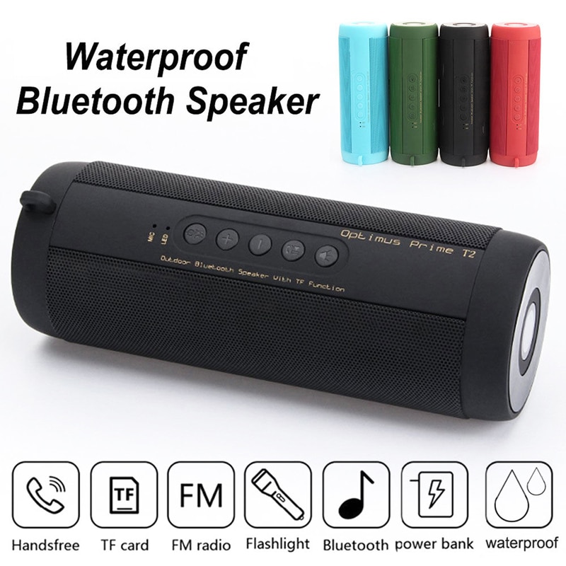 T2 Draagbare Draadloze Bluetooth Waterdichte Outdoor Fietsen Zaklamp Speaker