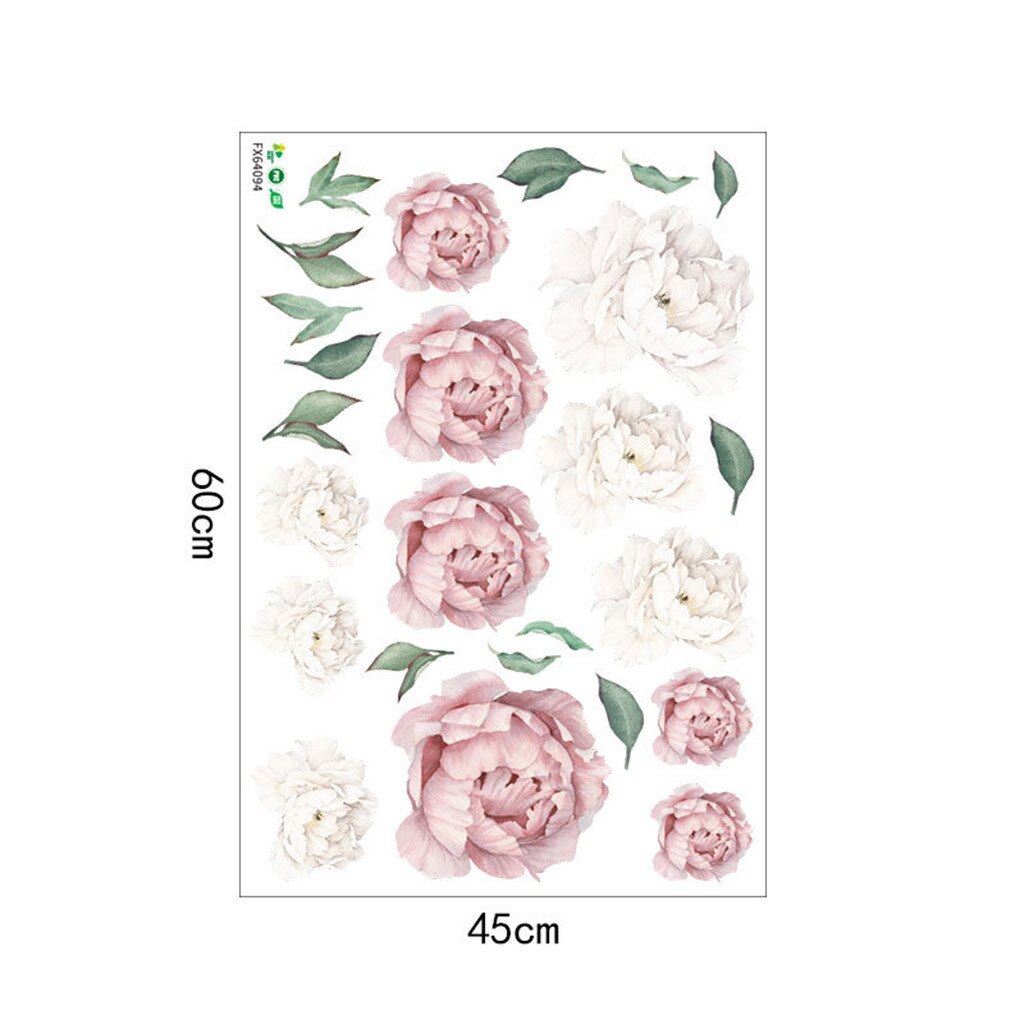 Autocollant Mural 3D fleur pivoine Style chinois | 1 pièce, autocollant Mural fleur pour salon chambre à coucher, autocollant de décoration murale maison # BL5: B