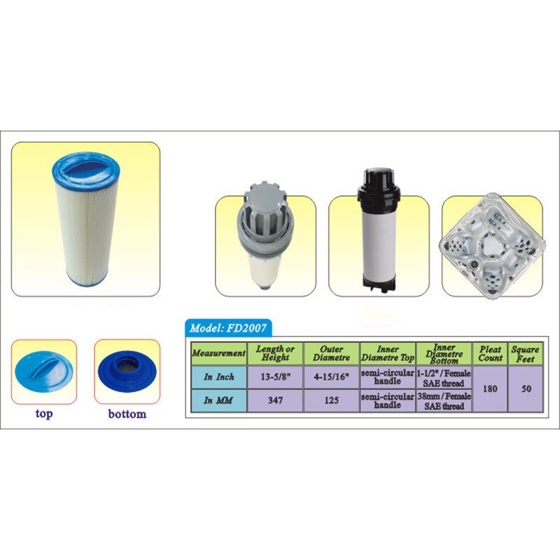 Cartucho de filtro de repuesto FD2007 para piscina, para Spa, 4CH-949, FD2007, FC-0172, PWW50L, Fedoo, Unicel, Pleatco, TY53