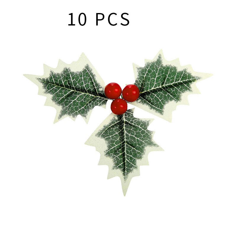 Plastic Flower Artificial Leaf Leaves and Artificial Holly Berries Red Cherry Little Fruits Christmas Wedding Home Decoration: 10PCS Red Fruits