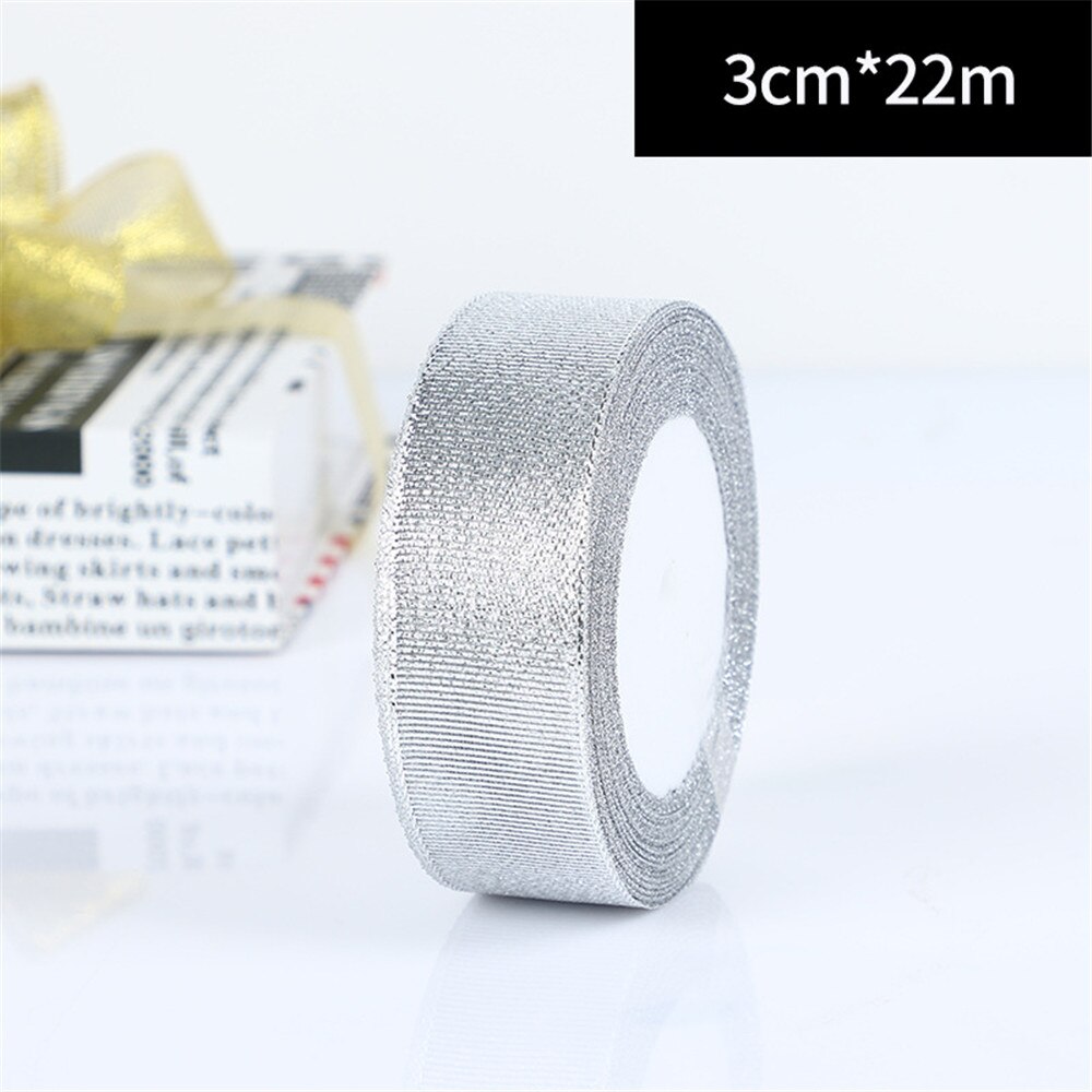 1Pc Silk Decorative Ribbon Glitter Onions Ribbons Wedding Cake Decoration Packaging Strips Christmas Party Supplies: 3cm silver
