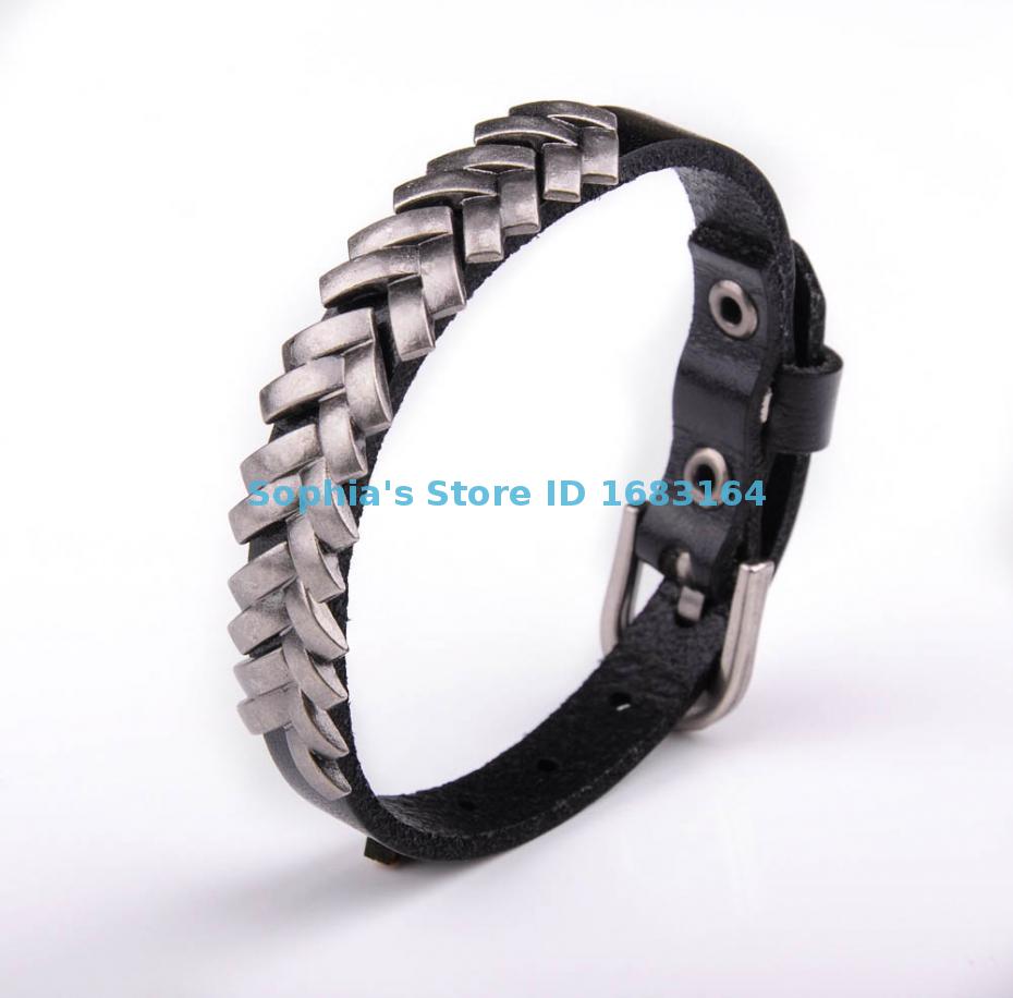 BL35 Schwarz Felsen Punk unisex Frauen Männer Armbinde Metall Besetzt Leder Armbinde Neue