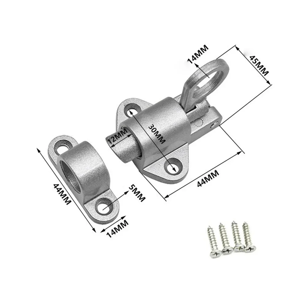 Spring Loaded Window Door Bolt Gate Security Pull Ring Spring Bounce Door Bolt Automatic Latch Bolt Gate Lock Hook Self-Closing